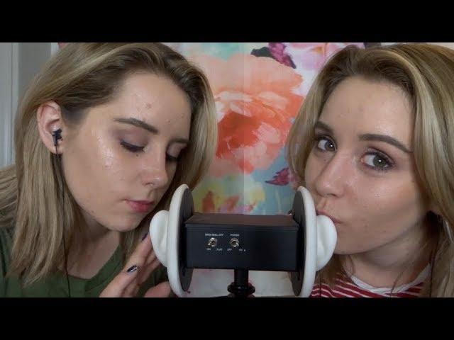 [ASMR] Twin Ear Massage, Kissing, Breathing ヽ( ⌒o⌒)人(⌒-⌒ )ﾉ