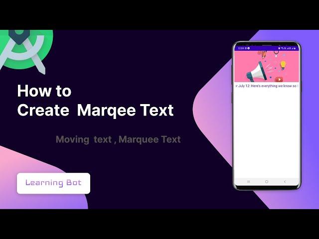 How to use Marquee Text | Moving Text in android