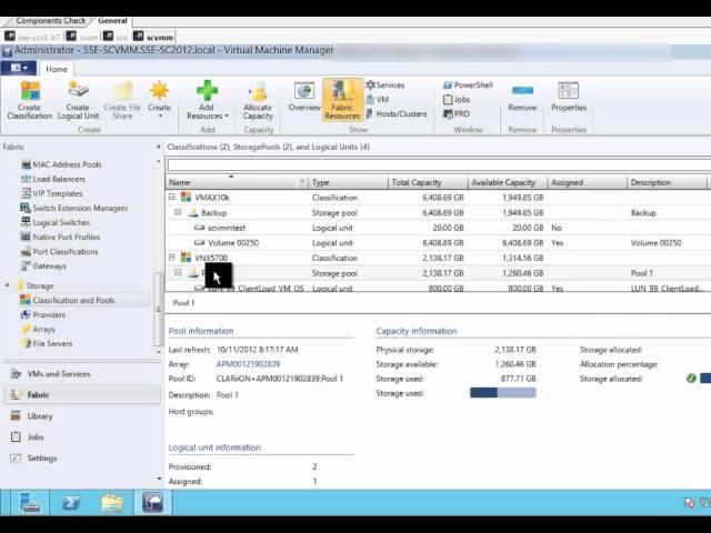 Creating and adding an EMC LUN to a host in Microsoft SCVMM 2012 SP1