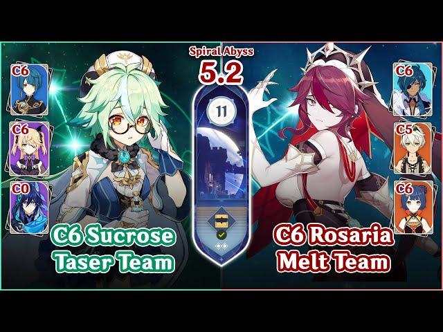 【Genshin Impact】Spiral Abyss 5.2 Floor 11 - Sucrose Taser & Rosaria Melt Team | Full Stars⭐