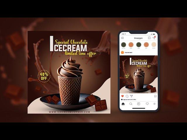 Social Media Poster Design | Ice Cream Poster Design | Photoshop Tutorial