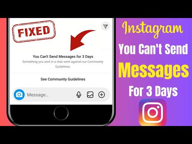 you can't send messages for 3 days instagram problem solve | Instagram message sending problem fixed