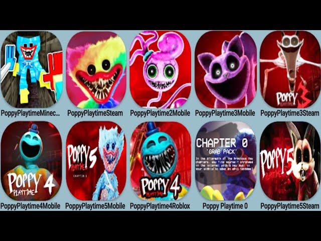 Poppy Playtime Mobile + Minecraft Chapter 1, 2, 3, 4, 5, 0 | Poppy 4 Roblox, Poppy 5 Steam, PoppyMod