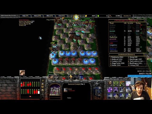 WC3 Line Tower Wars - several top players, firelord/kirin tor strategy