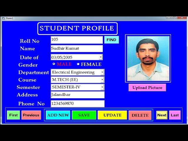 Create Save Update Delete and Search Student Profile Using Visual Basic 6.0 and Ms Access database