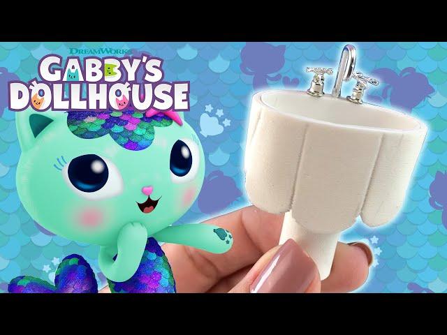 Crafting a Miniature MerCat's Bathroom! | GABBY'S DOLLHOUSE