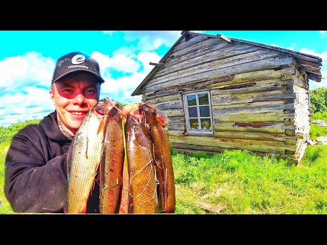 НАШЕЛ  И ЗАНОЧЕВАЛ  В ЗАБРОШЕННОЙ  ИЗБЕ ПРОМЫСЛОВИКОВ !!! КЛАССНАЯ РЫБАЛКА НА ХАРИУСА !!!