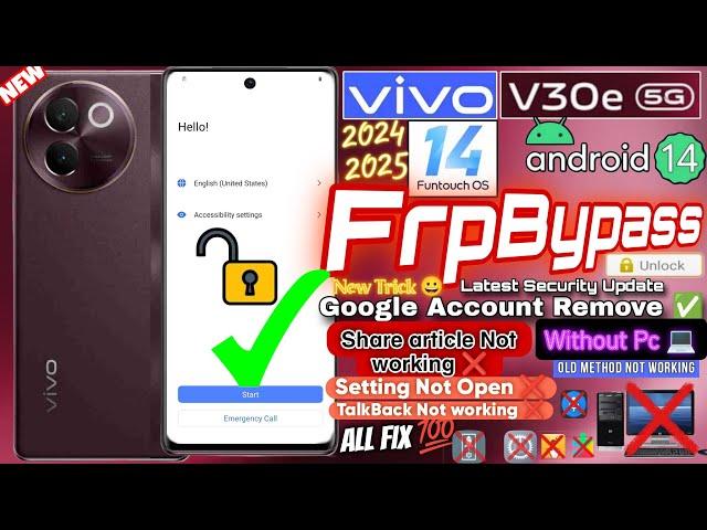 All Vivo Frp Bypass Android 14 Vivo V30e V30/Pro5G Share article Not Working Without PC 2024/25 #frp