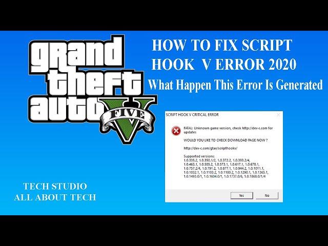 Fatal Unknown Game Version Check Dev-C.com For Updates How To Fix Script Hook V Error By Tech Studio