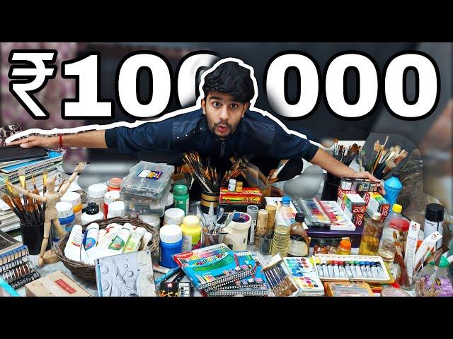 All my art supplies// art material collection worth lakhs.