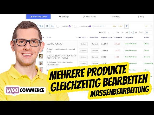 WooCommerce Massenbearbeitung mehrere Produkte bearbeiten  Artikel Bulk Edit in wenigen Minuten