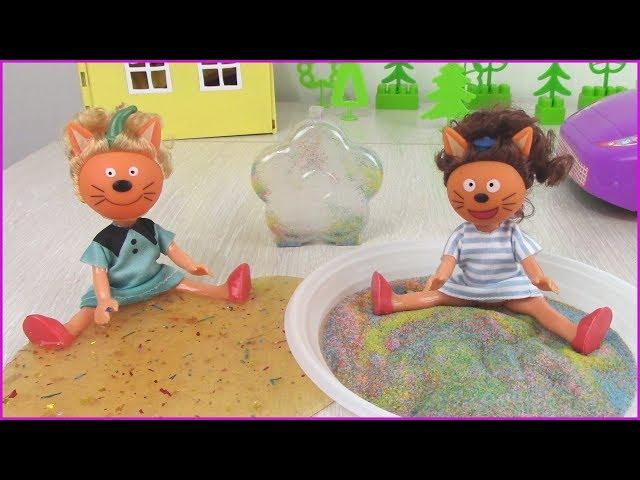 Three cats girls play with slime! Gingerbread ruined everything