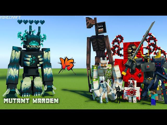 MUTANT WARDEN vs HEROBRINE, CARTOON CAT, SCP 096 AND OP BOSSES | MINECRAFT