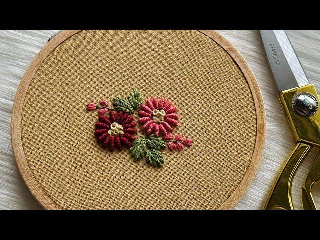 Very easy 3D Bullion Knot Flower Embroidery for beginners  Free Embroidery Pattern || Gossamer
