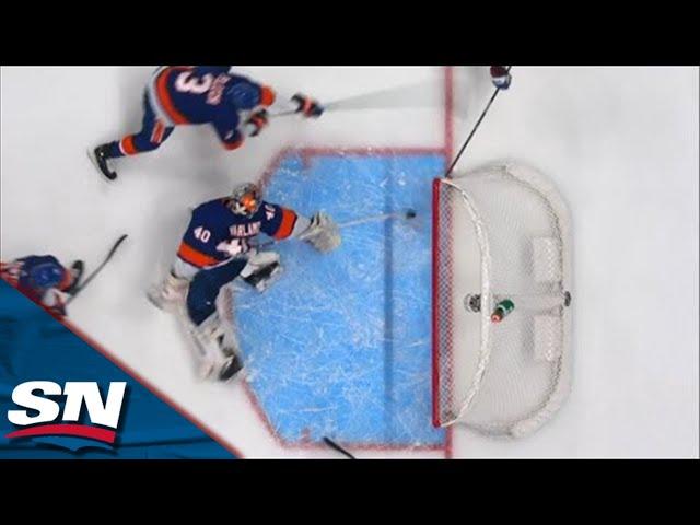 Semyon Varlamov Reaches Back To Make Paddle Save On Cale Makar