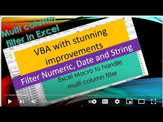 Excel Macro: Multiple column filter using VBA for Numeric, String and Date as well.