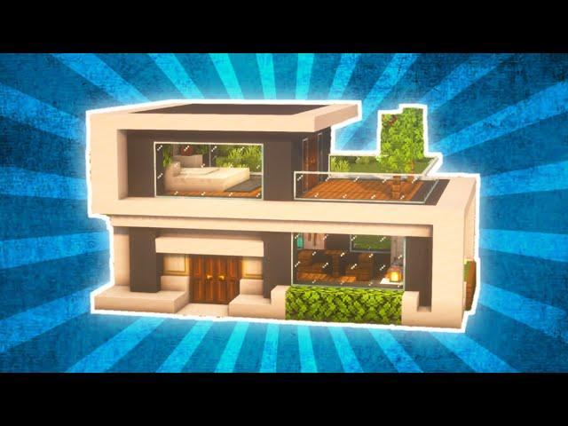 Minecraft : How to Build Starter Modern House Tutorial (#10)