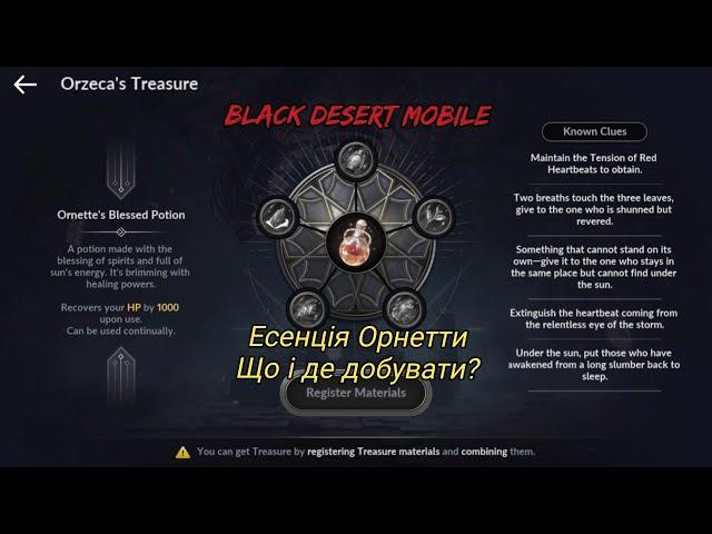 "Есенція Орнетти" Що і де добувати?  Black Desert Mobile