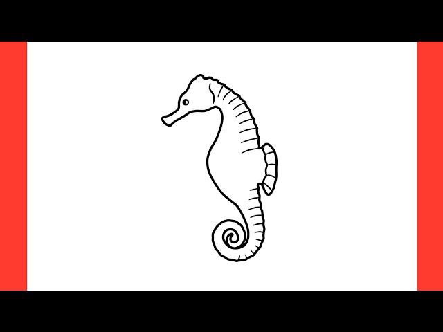 How to draw a SEAHORSE step by step