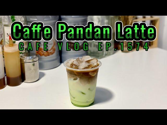 Cafe Vlog EP.1574 | Caffe Pandan Latte | Coffee pandan | Pandan coffee