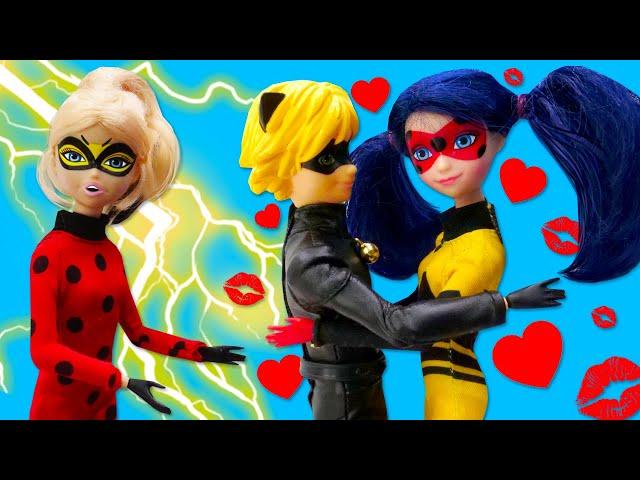 Квин Би (Queen Bee ) и Леди Баг ( Ladybug ). Видео, как куклы из-за Супер-Кота поменялись костюмами!