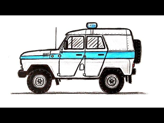 How to draw a UAZ PPS car 