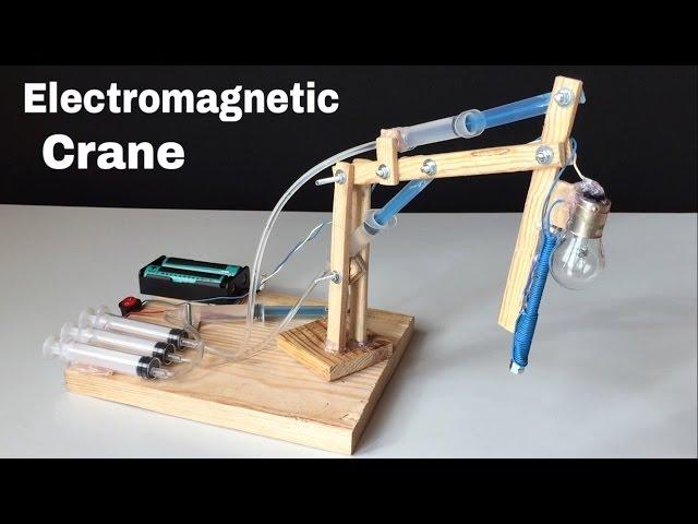 How to Make Hydraulic Powered Crane with Electromagnet at Home