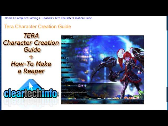 Tera Character Creation Tutorial + How-To Make a Reaper