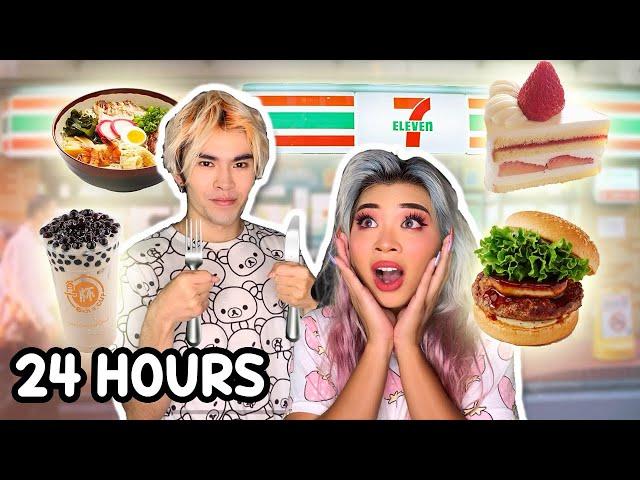 SURVIVING on ONLY GAS STATION FOOD for 24 HOURS *JAPANESE EDITION*