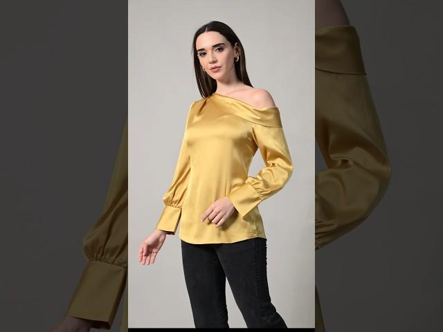 Mustard golden shirt, long sleeve shirt for women, golden top, women’s formal wear