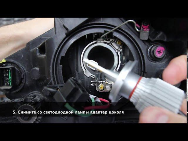 Установка светодиодной лампы ближнего дальнего света H4-J2 NeTuning