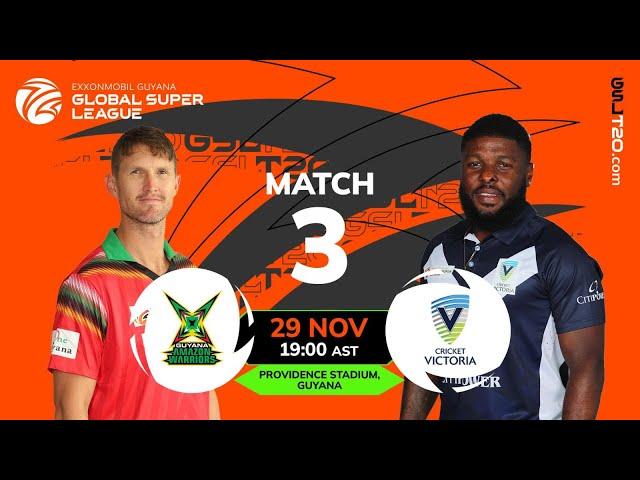 LIVE | Match 3 | Guyana Amazon Warriors vs Victoria | GSL 2024