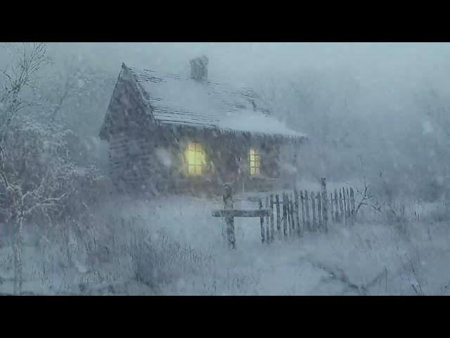 Majestic snowstorm at Little House on Mountain | Frozen Sounds For Relaxation & Concentration, Sleep