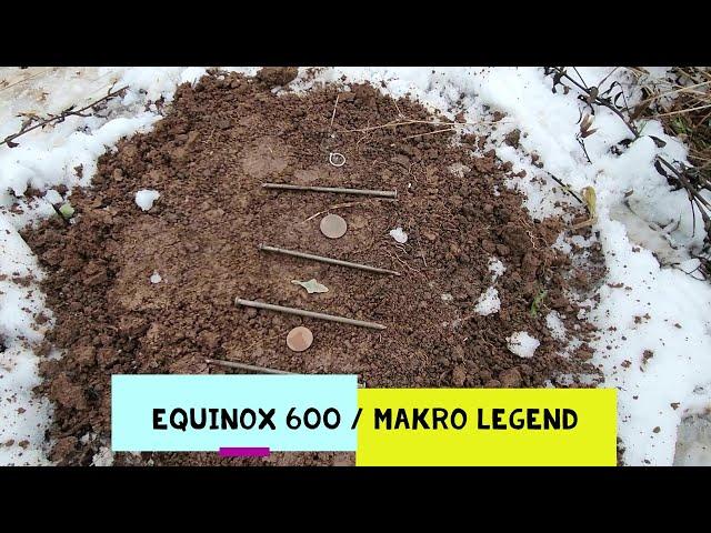 Equinox 600  /  Makro Legend . Тест на разделение целей с 11 дюймовыми и снайперской катушками.