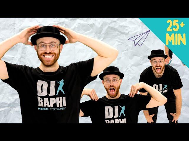 Head Shoulders, Bus, Freeze + more!    | Dance Along Compilation | DJ Raphi! Songs for Kids