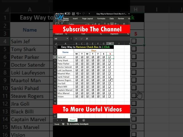 Secret Trick! Remove Checkboxes Instantly with One Click  Excel Tutoring #shorts
