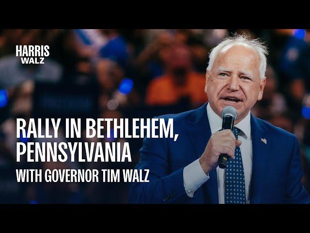 Governor Tim Walz at Rally in Bethlehem, PA