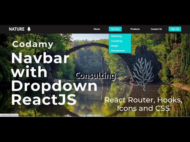 ReactJS Tutorial - Navbar with a Dropdown Menu! - Beginner Project Using React Hooks, Router & Icons