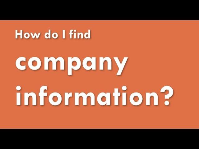 Finding Company Information