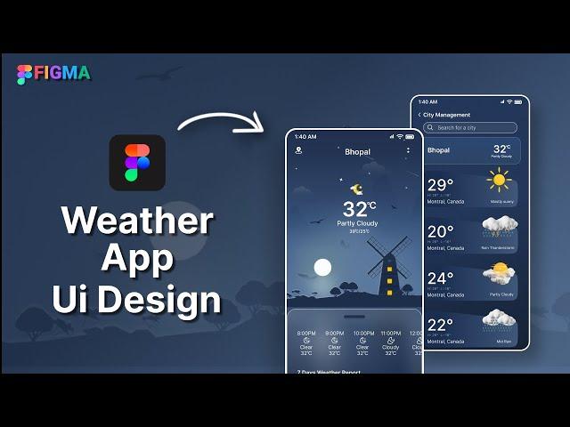 Weather App Ui design in figma | Figma UI Design Tutorial