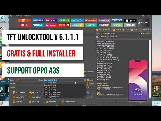 TFT Unlock Tool 2024 6.1.1.1 Terbaru Full Installer Support Oppo A3s