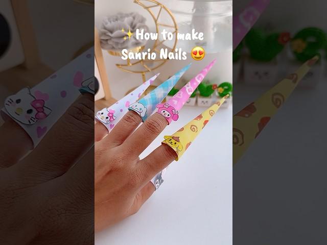 How to make Sanrio Nails  #shorts #diy #art #craft #muktaartandcraft #youtubeshorts