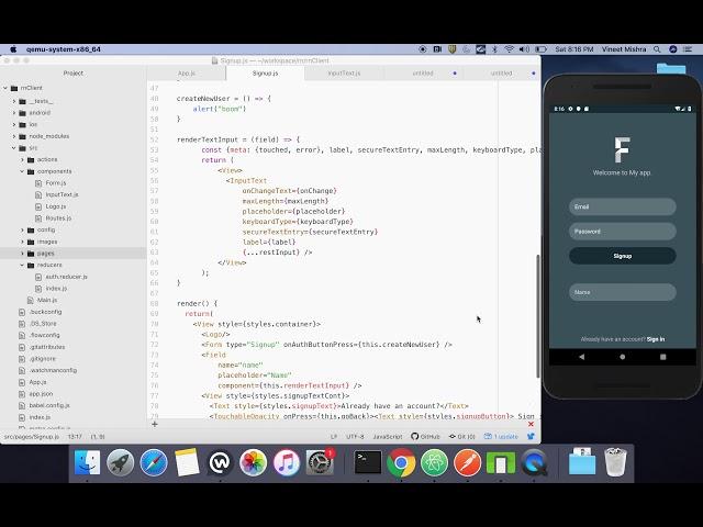 React native tutorial Part 3 - Adding Redux Form in Signup Screen