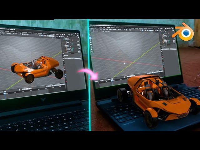 Get a car from Laptop Screen using Blender 3d - VFX tutorial