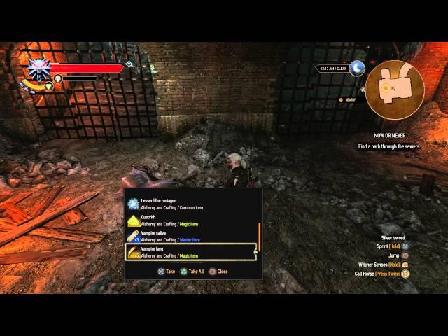 The Witcher 3 - Now Or Never: Katakan Loot: Nigredo Quebrith, Vampire Saliva, Red Mutagen, Fang