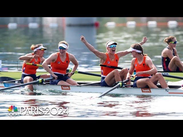 Barnburner! Just .18 seconds separate Netherlands & Great Britain in women's fours | Paris Olympics