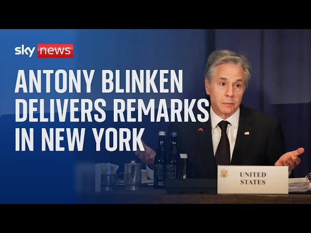 Antony Blinken speaks in New York