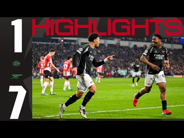 UCL HIGHLIGHTS | PSV vs Arsenal (1-7) | Timber, Nwaneri, Merino, Odegaard, Trossard, Calafiori 