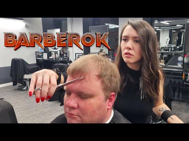 ASMR Lady Barber Romantic Valentina  Classical Haircut and...Surprise for Brows