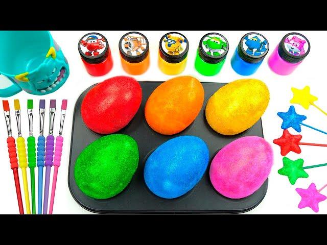 Satisfying Video Rainbow Mixing All Candy in Color EGGS From Rainbow Glitter Lollipop & Cutting ASMR